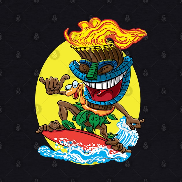 Tiki Surfer with rubber inflatable ring by eShirtLabs